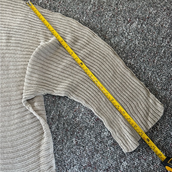 Free People Elegant Ribbed Knit Long Sweater - Soft Beige Large Baggy Oversized - Picture 7 of 10